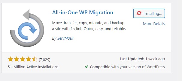 All-in-One WP Migration Installation