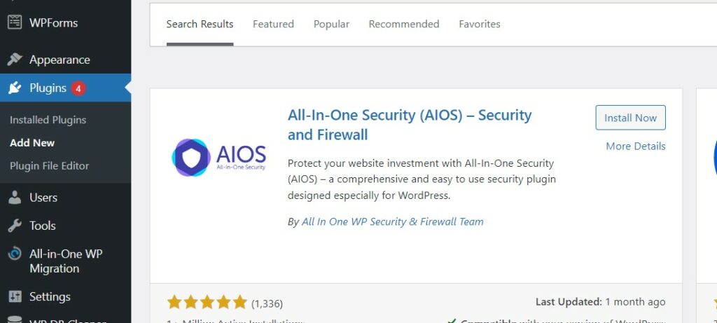 Installing "All in One Security (AIOS)"
